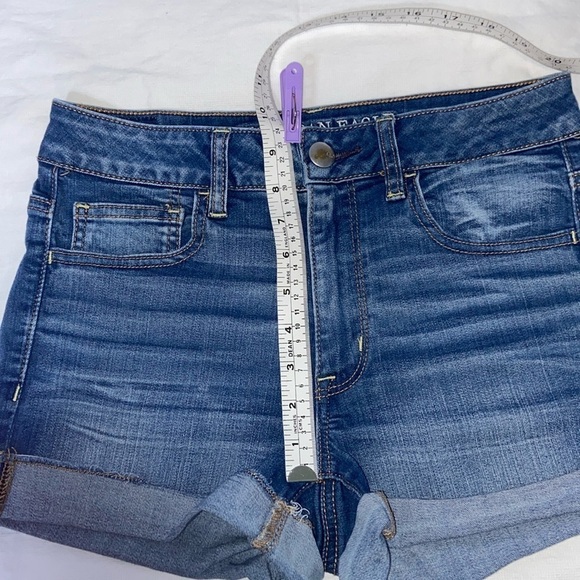 Women’s American Eagle hi-rise shortie AOE super stretch Jean shorts Sz 6 - Picture 7 of 13